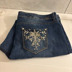 Code Bleu Dark Blue Maya Slim Denim Jeans with embellished back pockets Size 20W